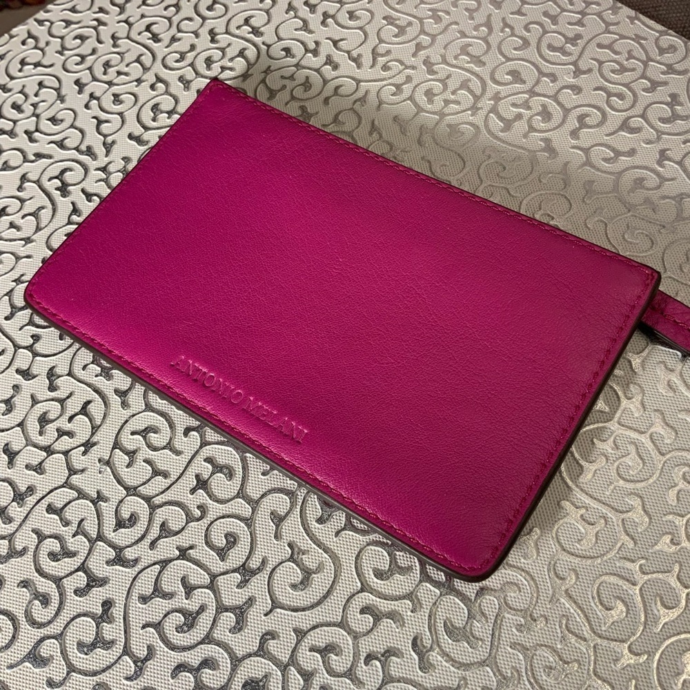 Antonio Melani Pink Leather Card Holder - Picture 2 of 4